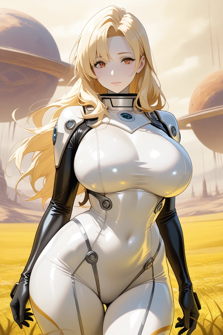 Gary A. Lippincott, Abraham Sharp, Michael Kaluta, Surreal, mysterious, bizarre, fantastical, fantasy, Sci-fi, Japanese anime, giant egg on Mars, expedition, beautiful girl in a space suit, ancient ruins on an alien planet, hyper detailed masterpiece sexy erotic provocative big tits big ass thin skintight white suit showing areola nipples cameltoe shapes sensual orgasm hyper realistic looking at viewer