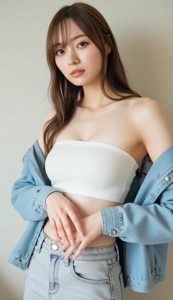 (
(8k:1.27), top quality, masterpiece, super high definition: 1.2) pretty Japan woman photo
(Beautiful: 1.1) (Sci-Fi Warrior Woman: 1.1) Space Soldier, (Leather Jacket: 1.21) Intricate Elegant, Fantasy, Detail, Ometric, Gradient Lighting, by Greg Lutkowski and Alphonse Mucha, (((Top Quality, 8k, Masterpiece: 1.3)), Sharp Focus: 1.2, Beautiful Woman with Perfect Body: 1.4, Slim Abdomen: 1.2, (( Layered haircut, big: 1.2)), (no bra) (small and beautiful hard (thin, moist buttons up to shirt length: 1.1), (white shirt wet from rain), (rain, street: 1.2), wet body: 1.1, highly detailed face and skin texture, detailed eyes, double eyelids, tanned skin, sexy, tanned