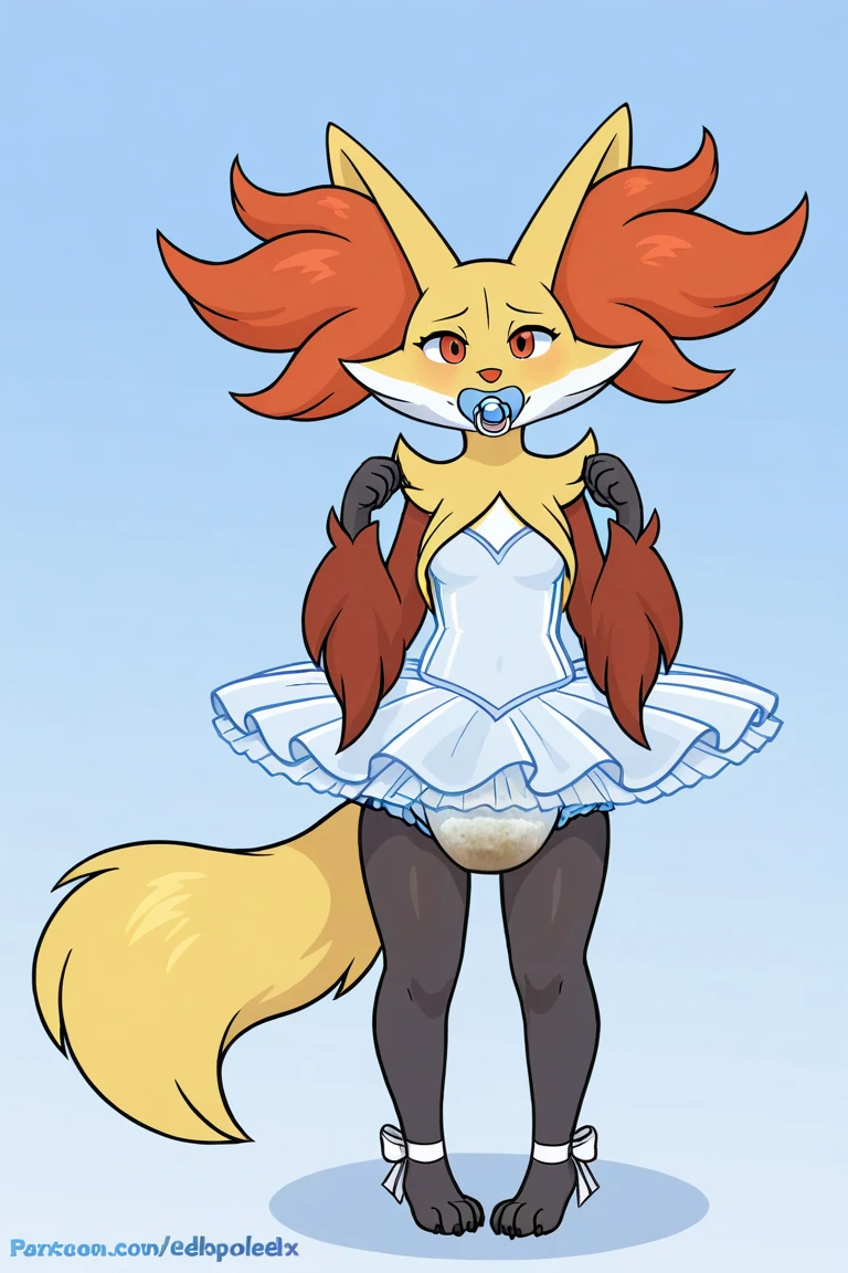 Female pegasus pony, brown fur, red hair, green eyes, green polka dot bandanna in hair on head, white feathers on wings, large crotchboobs, fishnet stockings, standing, anal penetration