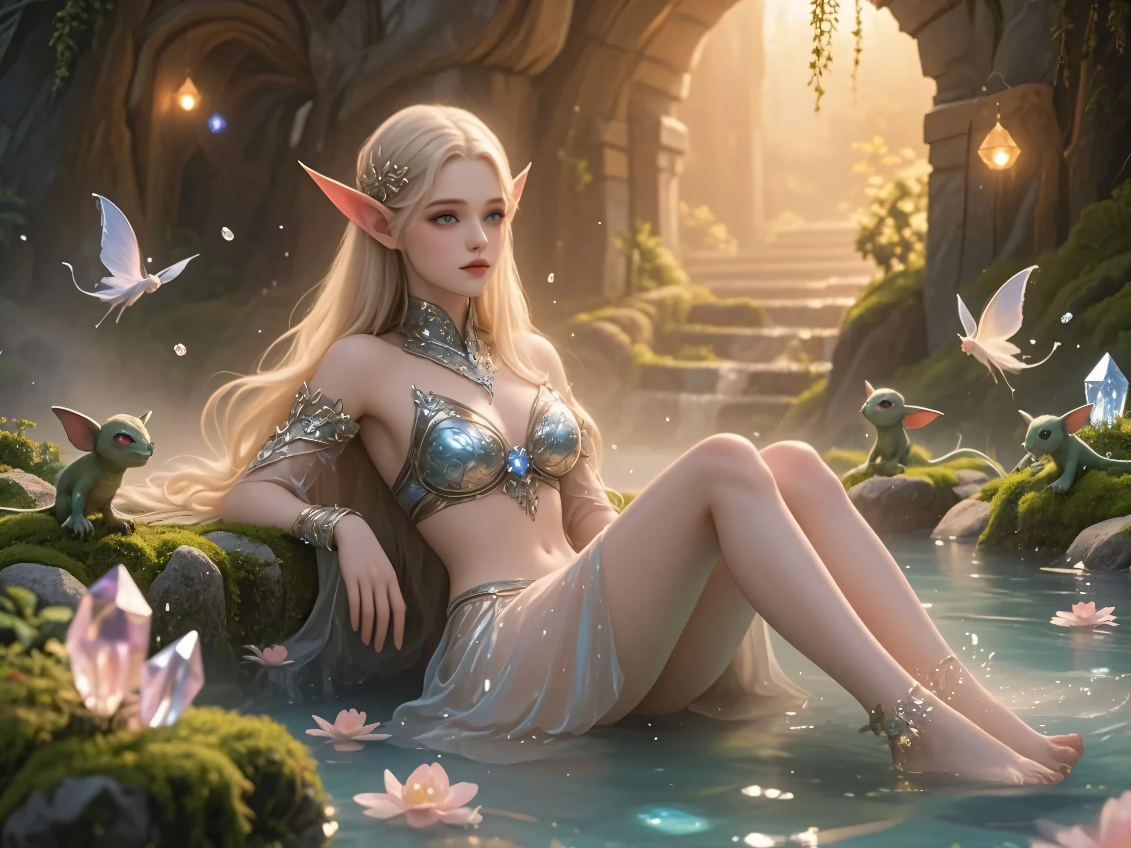 a woman sitting in a pool with a ball in her hand, princess knight, body, !!highly detailed!!, crazy white hair, by Lü Ji, pale pointed ears, full figure poster, beautiful as the moon, h 1024, boody, inspired by hajime sorayama, warcraft, unclad, beautiful naiad with a wonderful face, wonderful symmetrical face and beautiful realistic eyes, filling an urn with water by a river, Domenico Remps style, goddess emerging from the water, long hair fused with water, skin wet with water, magical forest with lantern and fantasy, full moon, lamp, night light, pond with garden,
full body, vladimir volegov art, vladislav nagornov art, jean-baptiste monge style,
small bubbles floating, wonderful girl, fantastic face, Caucasian,sexy pose, provocative pose,naked girl, visible beautiful pubic area, pink pesons, small breasts in sight, tattoos on the naked body, (masterpiece), realistic, (portrait of a girl), neat nose, smooth, young pale skinny white girl, smile, chubby, bright background, perfect detailed face, sunlight, photo realistic, a beautiful woman, uminescent glow orange cyan liquid lamp, liquid splash art, luminescent glow colors liquid, long hair fused into multicolored sea waves, light lantern, lamp and antique clock,, fantasy, fractal,, Sakimichan-style art, slight smile, legs open, pubic hair view, 1 sexy girl, exposed breasts,skin wet with water and foam and bubbles,view from below, open legs showing open vagina, beautiful full female body wet with water,wet skin, legs separated visible vagina,vagina in sight, beautiful naked woman lying in the pond, bed floating in pond, floating antique clock, lamp, lantern, night sky with storm, full moon,extremely smooth and fluid paint, 3D liquid paint, 3D fractals, gold and silver and bronze metallic colors, light particles, dreamy, 3D soft relief, bright sparkles,