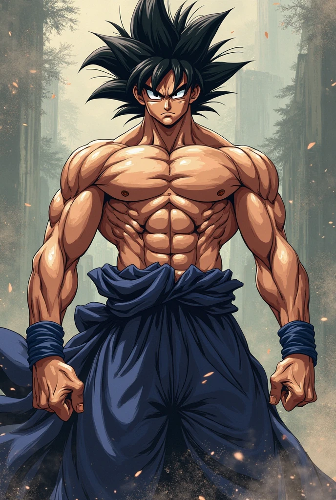 Goku black shirtless with his left arm tattooed and a gold chain around his neck