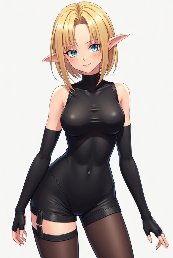 simple background, grey background,    small breasts,  <lora:mtu_virusConv2D2.5e-5_BF16:1> , (mtu virus, multiple views),  dress, panties, from below, skin tight, thighhighs, pussy juice, cameltoe,  <lora:CrossLaced:1> , cross-laced clothes, cleavage, navel, bare shoulders,, 1girl,  breasts,  blonde hair, masterpiece, detailed, beautiful,(blunt bangs), straight hair, long hair,  blue eyes, straight hair, pointy ears,