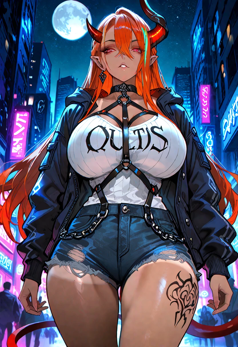 muste piece, best quali nightclub, highly detailed, People photography, large Generally poor breasts, , black bikini, (belt bra:1.2) black skin, skin dentation, hair above eyes, hair above one eye, huge , Titty fuck, Hyper maximum size_Generally poor breastelon, wide hips, huge ass, thick legs,intricate tattoos all over the body:1.9