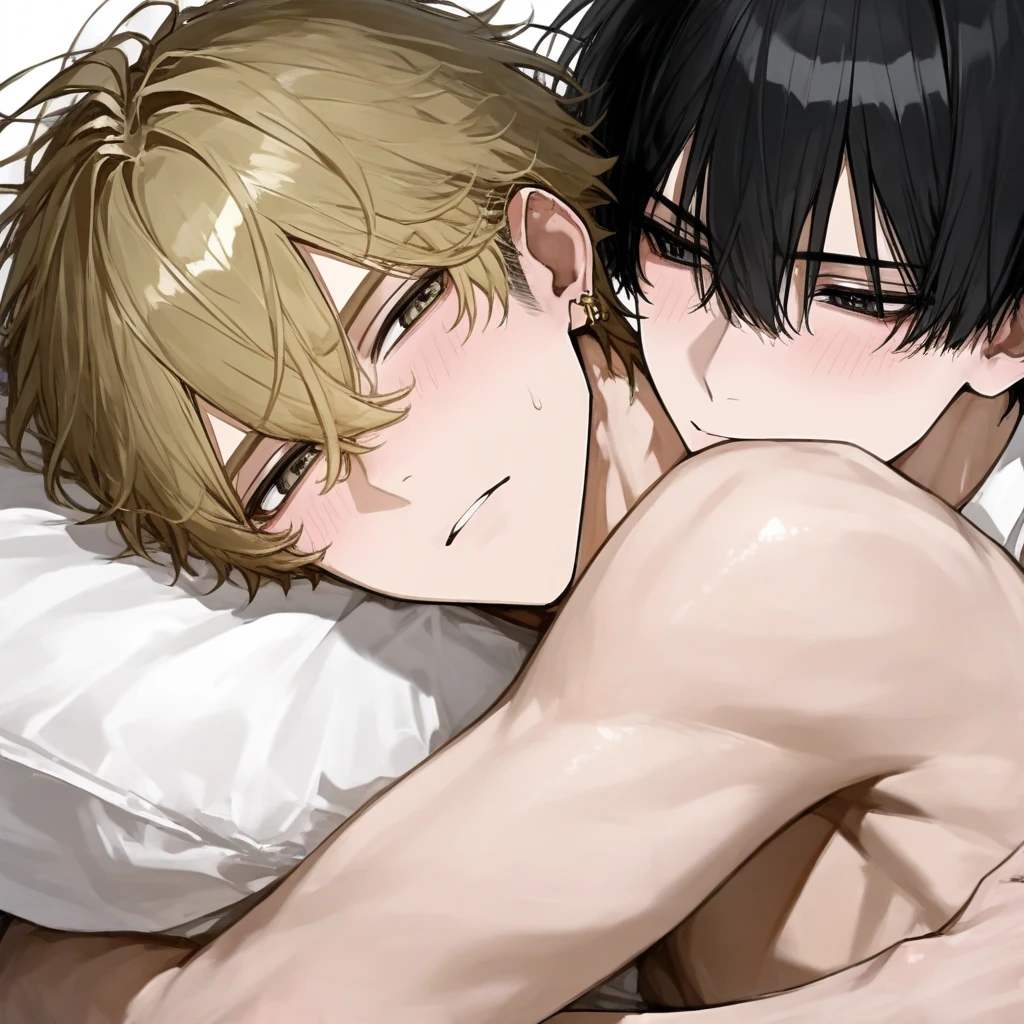 himeno, himeno(Chainsaw Man), 1girl 1boy, mature female, mature, Adult, black hair, short hair, eyepatch, nude, handjob, licking man’s chest, Villains, Bad girl, Night jungle, Night, Dark, from side, masterpiece, Top animation quality, Top image quality,