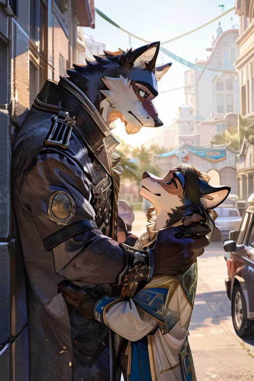 movie poster, movie artwork, concept art of action movie, romance novel cover, highres, top quality, best quality, perfect artwork, absurdres, perfect anatomy(couple, young 1male detective, 1woman in Chinese dress)(furry, kemono, anthro)with some elements of 007,
