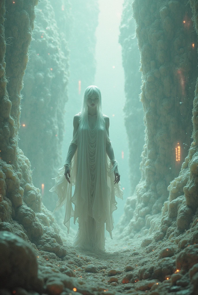 Ghostly portrait of a futuristic alien from another dimension creator of the universe with powerful ancient magic from an unknown dimension