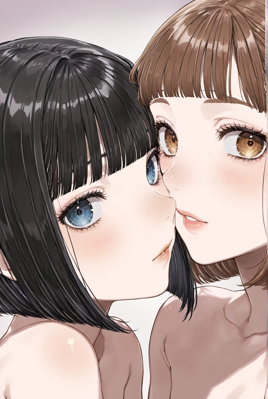 2girls, tiny girl, young girl, mesugaki, mesugaki smile, tidy, yoing lady, long hair, Black hair, short cut, micro bikini,frilled SKIRT, color, small breasts, big ass, thick thighs, Teasing, naughty looks, heart eyes, Lower arm, Focus on the girl, glossly skin, oily skin, Gravure, pinup, junior idols, image video, fellatio gestures, tongue sticking out, Drooling, Close up of face, bust up, Masterpiece:2, Top Quality, high Quality, Very Detailed, ultra High Resolution, super High Resolution, Beautiful Detail, Dynamic angles, perfect lighting, 8k, Animation Style, cartoon style, game cg,
