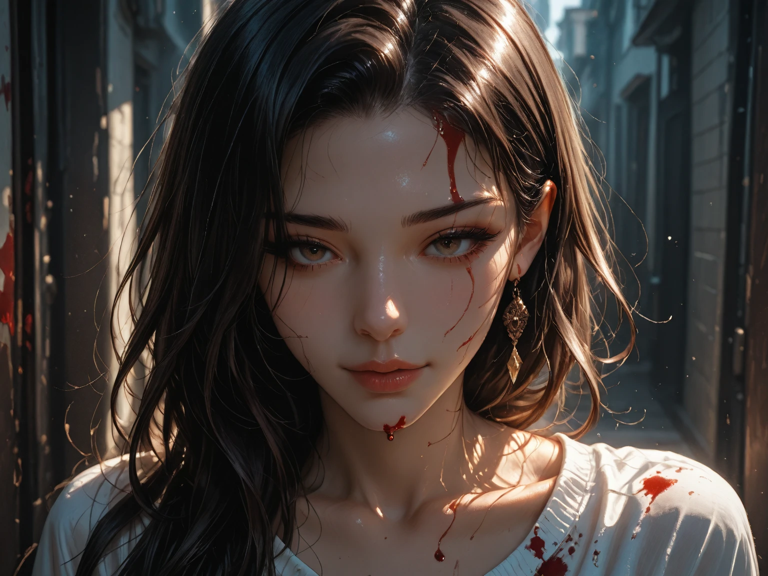 (masterpiece), best quality, ultra-detailed,illustration,beautiful detailed eyes, (beautiful detailed face), ((realistic face)),medium breasts,1girl,(solo),black long hair,Wet hair, gray eye,((zombie girl)),((Decaying body, glowing body)),black lace veil,Black wedding dress,blood thorns:0.3,floating, ((steampunk)),((dark)), (night), (black backglound,outdoors, graves, death, rotting corpses, dark magic) ,standing posture,three-quarter portrait, from below,perspective,atmospheric perspective,