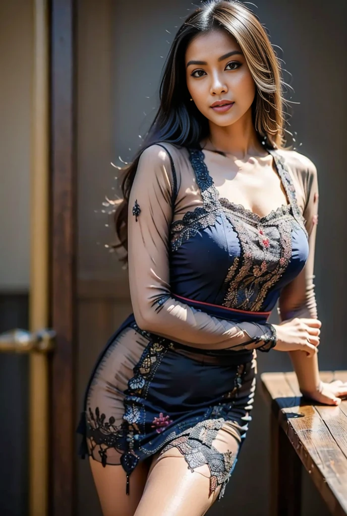Full body, Beauty standing on a grass surface, ground, good environment, sunlight, morning rays, cold haze, god rays, posing for a picture, 1 girl, a 27-year-old Indian woman, absolute beauty, long hair, wearing a fashion dress, black color dress, see-through dress, transparent dress, different posing styles, looking at the viewer, ultra-realistic, hyper-realistic, ultra-detailed, hyper-detailed, 35mm F/28, hyper-detailed full body shot of a woman, nice face, smile, sexy body, aesthetic body, rich colors, face focused, 8K, HD Crisp Upscale, realistic lying, RAW photography, best quality: 1.4, No dark background , Beautiful details eye, cleavage , thick thighs, nice hips, long hair, High-detailed, perfectly located eyes, perfect eyes, photographed on a Canon EOS R5, 50mm lens, F/2.8, HDR, (cinematic lighting), (dramatic lighting), (sharp focus), (intricate), fashion, realistic skin texture, (( perfect anatomy)), ((detailed face:1.2)), ((detailed facial features)), (finely detailed skin), masterpiece), (perfect proportion), (realistic photo), (best quality: 1.6), (detailed),
