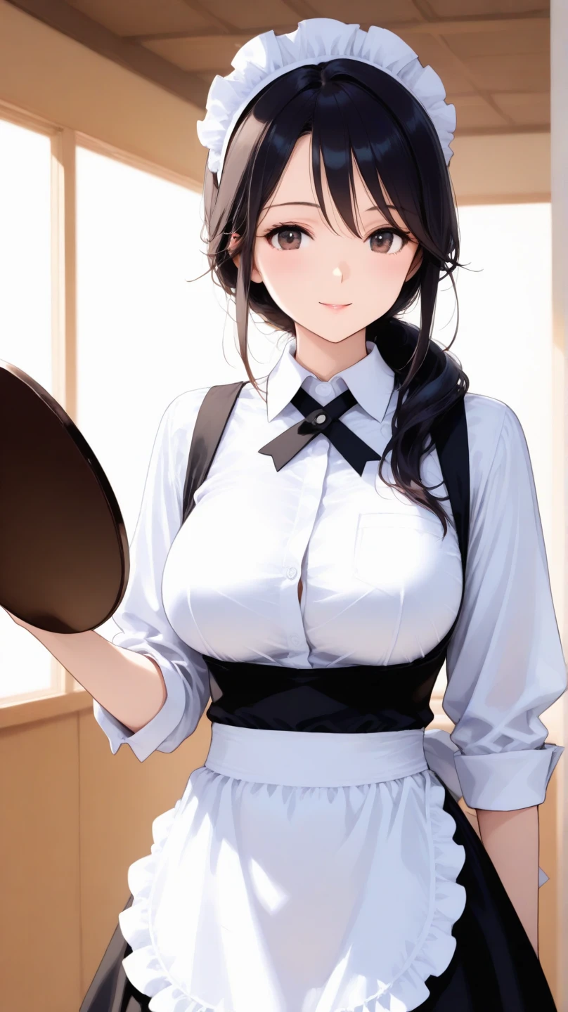 (masterpiece:1.2, highest quality), (realistic, photorealistic:1.4), beautiful illustrations、Bow tie watching the audience,Front view, (((Maid clothes with wide open chest))) 30 years old、perfect face, Cute symmetrical face, shiny skin,
random hairstyle、Big eyes, droopy eyes, long eyelashes、beautiful thighs、Tall and beautiful hair, beautiful face, fine and beautiful eyes, beautiful clavicle, beautiful body, beautiful breasts, beautiful thighs, beautiful feet, beautiful fingers,
((back view)),
(beautiful scenery),(business office background), Are standing, (smile), (((skirt lift, panties are visible)))