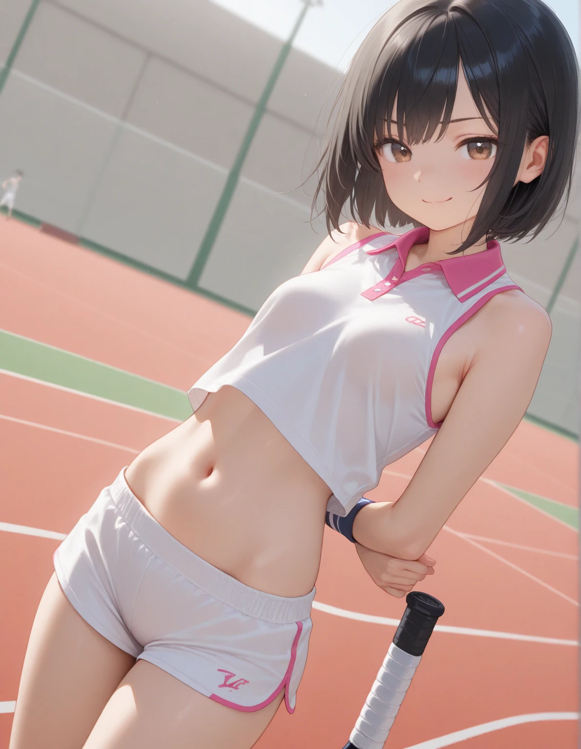 ,chest, Knee socks, belly button, Skin Dentition, Knee socks, clavicle, View your viewers, Cowboy Shot, Look at each other, Thighs, blush,, Lace choker, short hair, topless ,Pussy, vagina, (Love Juice, Pussy juice), Nipples ,Go Commando, No bra, Claw Pose,Highly detailed skin, Highly detailed face, (beautiful Fine grain, the girl, Red cheeks), (A girl is standing), The girl is a cute 18-year-old tennis player., ((No pants, beautiful Pussy,)), (Not wearing a bra, , The shape of the Nipples can be seen through the clothing), ((Tennis shoes)), The girl has a toned figure., Pink tennis wear, Pleated Tennis Skirt, Sun visor, 汗y hair and body, Wipe your 汗 with a wristband, Tennis court, ((I took the photo from the front、Girls'Includes the whole body)), flowing 汗,
Fine grain, Perfect functionality, condom,
(Masterpiece, Highest quality, good quality:1.4), Masterpiece, Intricate details, Heterosexual, Faceless Man, Focus Only,Boy's sandwich,Closely