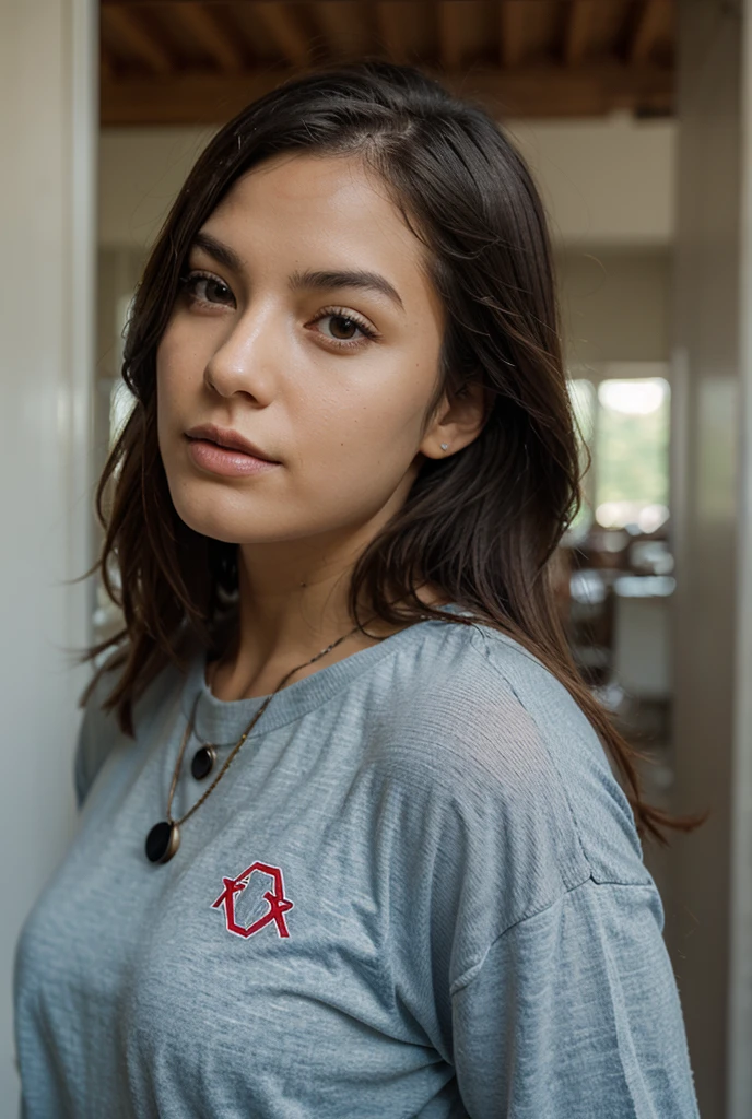 Women wearing vocational red shirts have many emotions.