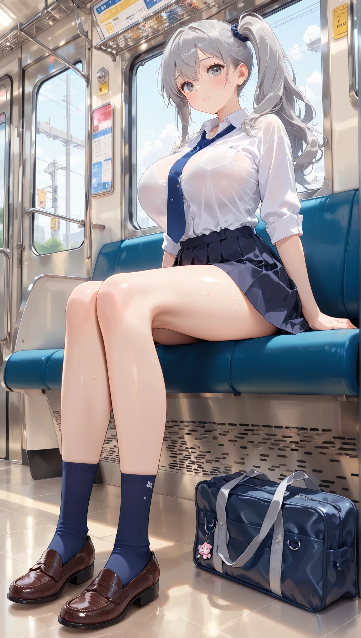 Japanese Girls、18歳の女の子、ple short hair、Blond Hair、bangs、BROWN EYES、Perfect figure、Sense of transparency、luster、gloss、modest chest、School Uniforms、Navy blue ribbon、Light blue shirt、Navy blue skirt、Guangyue、Burning body、hposing Gravure Idol、On the train、Beautiful feet、Strong sunlight、Nasty、Rain-drenched body、wet、actress、hposing Gravure Idol、Nogizaka Idol、korean idol