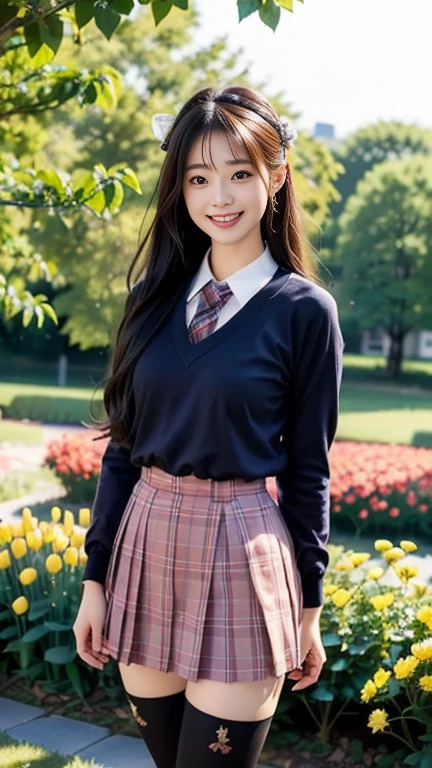 masterpiece、8K、32K、top-quality、(A cute Japanese woman:1.1)、detail portrayal、1 girl in、elegent、(a junior high school student)、(School uniform:1.3)、School Grounds、cowboy shot、ssmile