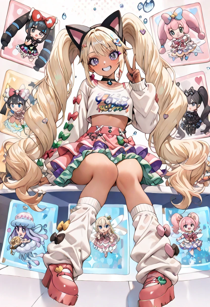 Slime,Torn tights, Bunny, masterpiece,((High Kick)),colorful