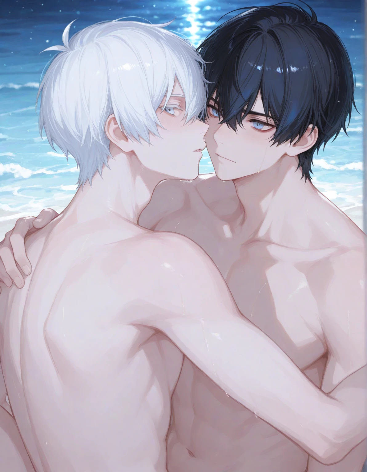 score_9, score_8_up, score_7_up, score_6_up,source_anime, 2d, 2girls, shiny skin, (sweaty), closed eyes, (moaning), lesbian, (fully nude:1.2), light blue hair, anilingus, (eatass), face in ass, beach, (beach background),