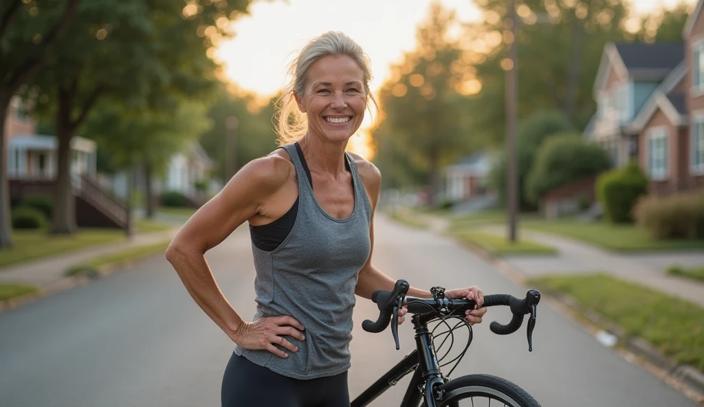 45 ans, mature, blonde, dans les bois, proter habits de marche sportive