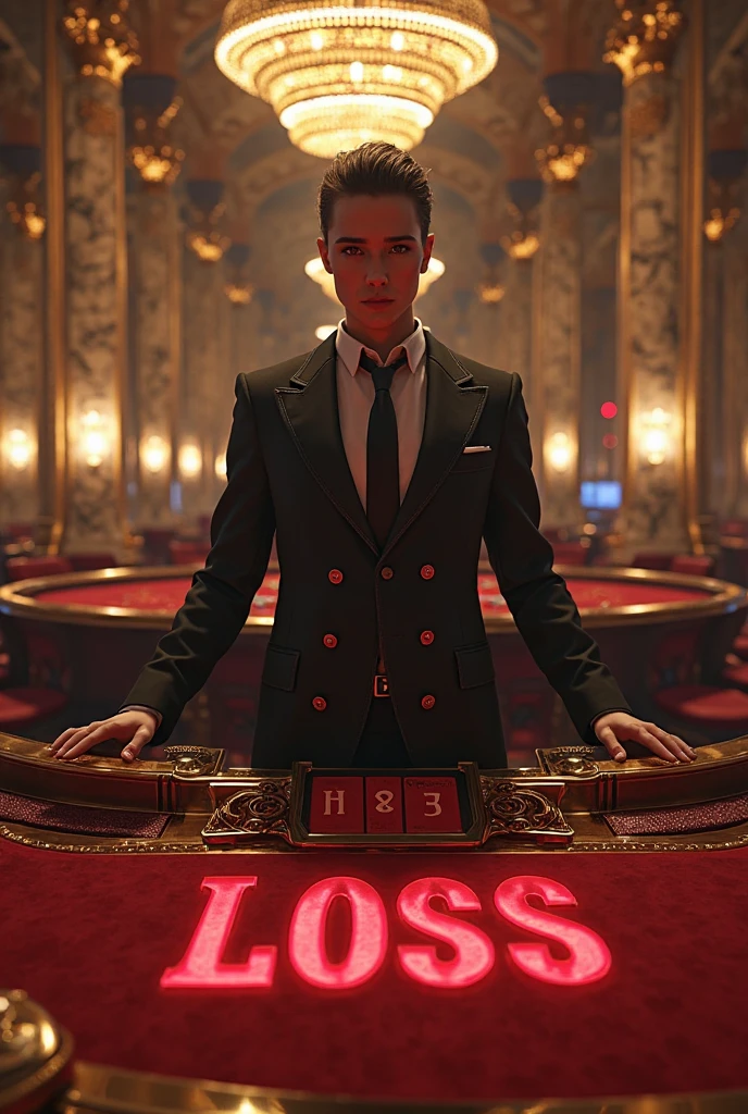 arafed man in a tuxedo sitting at a roulet table, casino, indoor casino, inside a casino, futuristic casino, the card player man, gambling, video game screenshot>, (fantasy), man in black suit, poker, shutterstock, playing poker, cover shot, gaming table, cinematic 3d render, movie still 8 k, 8k portrait render