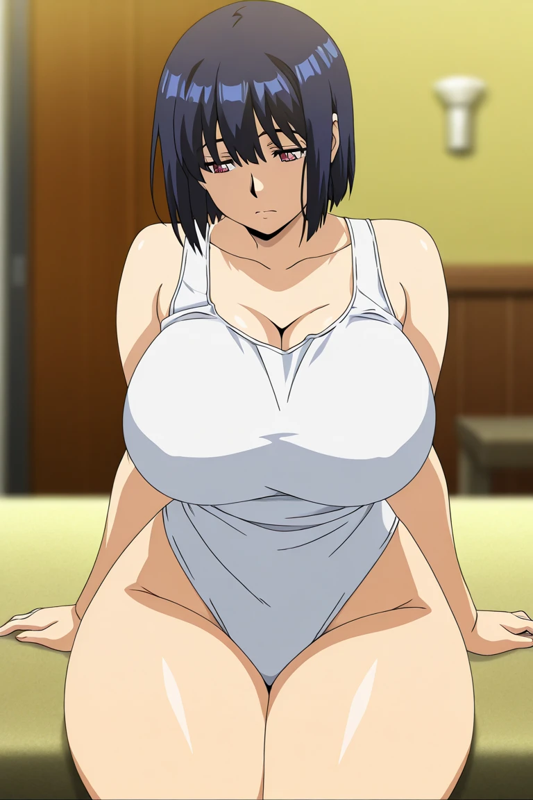 Best image quality、4K.Anime Cel Style, highest quality, High resolution, 1 girl, (Huge breasts:1.4), red面, Embarrassing, Inside the hotel,bed, smile,、Blue Hair、Purple Longhair、redい目、
Gym suit(red)Gym uniform (RED)