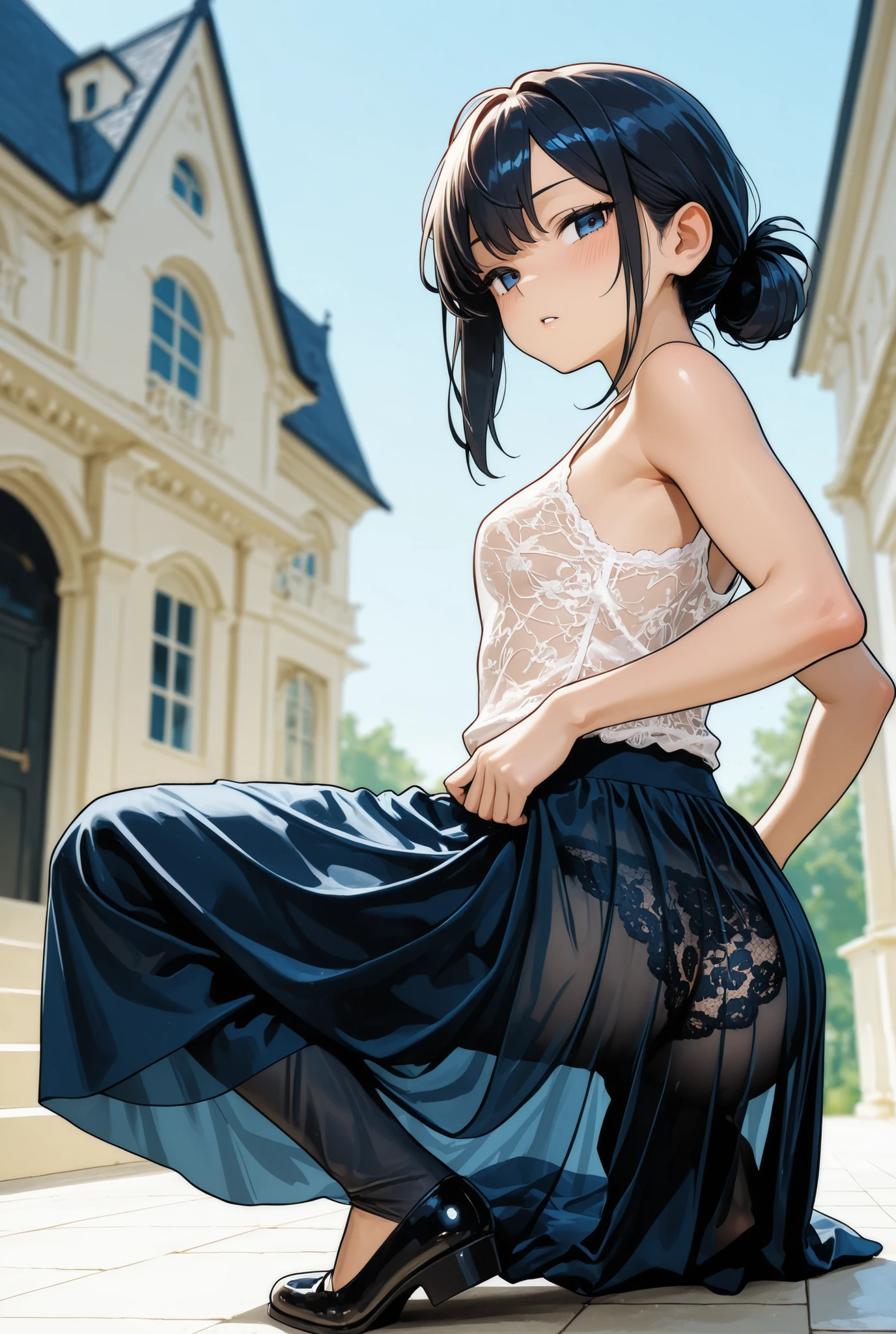 (((vaginal)))，Smiling，Transparent top(((No underwear)))，Smiling，Transparent top