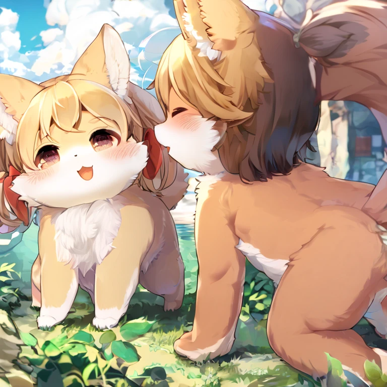 Cute, completely naked, completely naked, Completely naked, A 5-year-old Yakut girl intensively has sex with an experienced wolf, standing on all fours with raised buttocks, abundant estrus, tiny miniature pointed breasts, Happy expression, joyful smile; Dense dark forest, the night, full moon