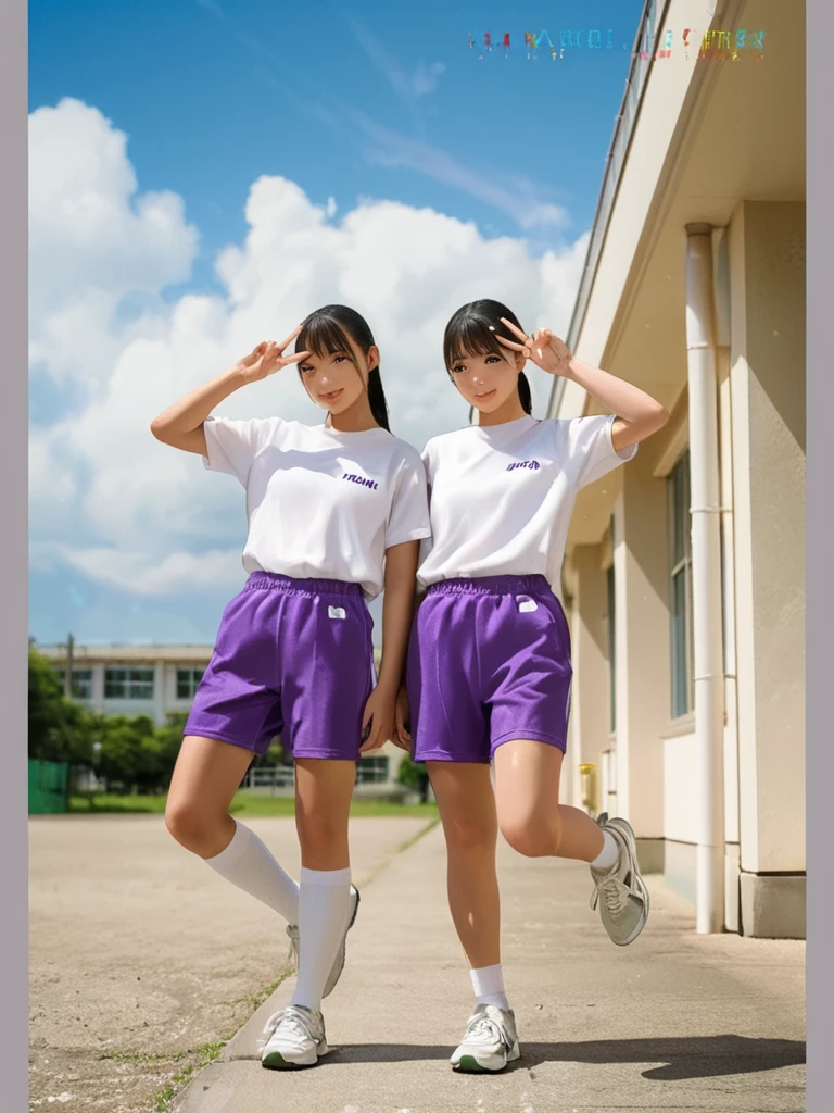 30-year-old woman,Black Hair,Asian,Korean style long hair,Long Bangs,Blue Eyes,Adidas track pants
