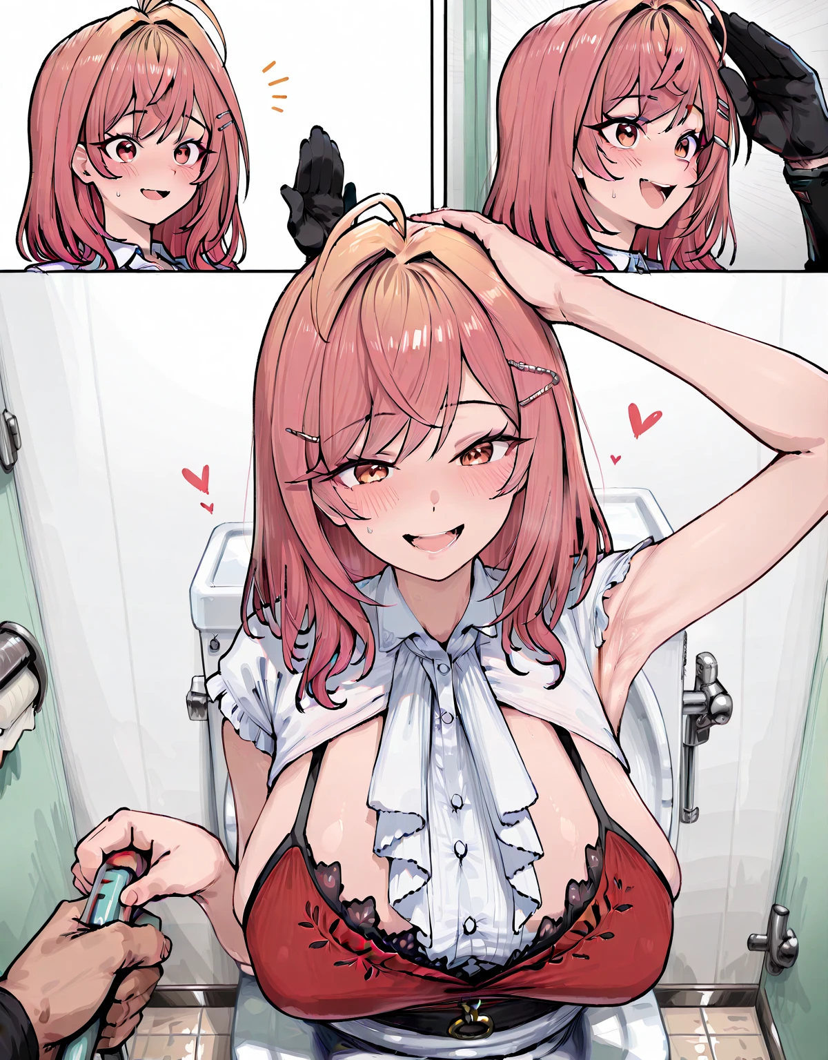 Nsfw. Naked Anime dentist nurse horny girl, with long black latex gloves, instruments,