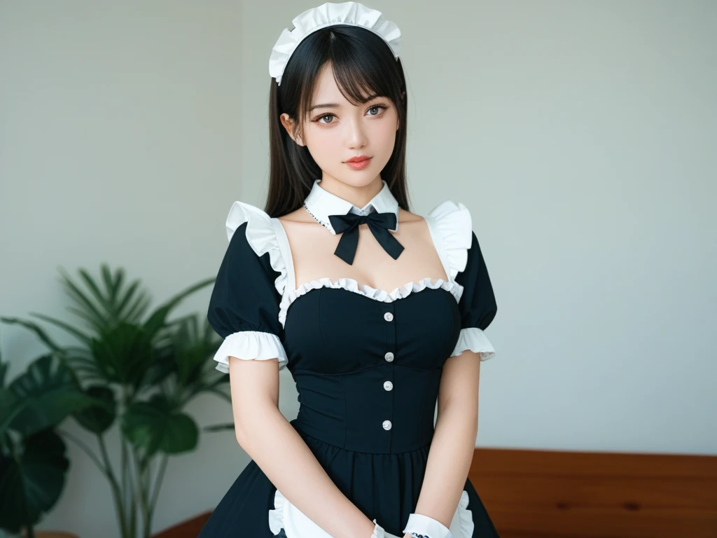 giganticbreasts、gaunt、Maid clothes、Big valley、Beautiful crotch、Sit on a desk、Primary school students、Bedroom、(group of maidultiple maid、many maid:1.5)