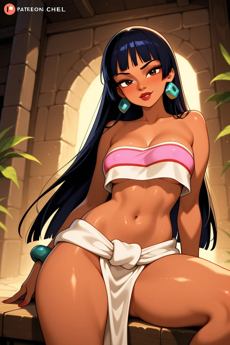 (((chibi, large breasts))), masterpiece, ultra-detailed, best quality, illustration, 8k cg wallpaper, an extremely delicate and beautiful, 1girl, Princess Jasmine /(Aladdin/), solo, perfect anatomy, smiling, blushing, dark skin, perfect arms, perfect hands, perfect fingers, perfect legs, cute, pretty, beautiful, sexy, perfect body, (background: Arabian city, Arabian buildings, night sky, moon, stars, intricately detailed items in background), <lora:AmpleChibi:1>