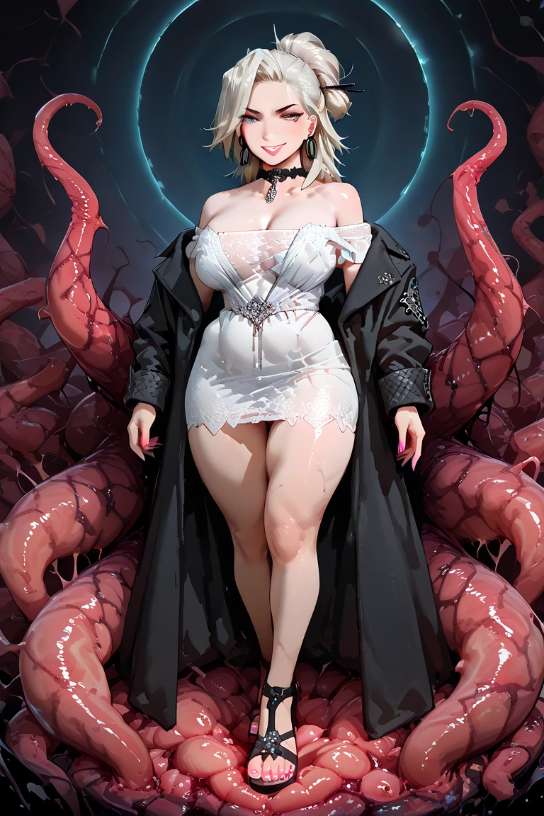 (Photorealistic:1.8, highest quality:1.8,8K masterpiece:1.8,High resolution,Mastepiece:1.8,RAW Photos,Cinematic lighting),No split screen、Sunset、Pool、
(Maid Bikini Woman)、Completely naked、choker、Big Breasts、A tiny micro bikini that reveals the underside of the breasts、(((Underboob)))、Beautiful ass、Beautiful thighs、Plump nipples、cameltoe、Normal ear、correct2Benzu、(Soryu Asuka Langley)、Angle from below、
Pop-style body painting on the whole body、
(Hanging by Tentacles:1.6)、(Countless tentacles entangle the body: 1.5)、(Tentacles clinging to:1.5)、(Tentacles tangling in the thighs: 1.5)、(Tentacles tangled in both legs:1.5)、Attacked by tentacles、Random Pause、
Lift your hips、A rich expression、fun、Embarrassing、Feels good、Happy ahegao、Appealing gaze、
(short hair、Random hairstyle、beautiful shining silver hair:1.5)、Beautiful blue eyes that shine