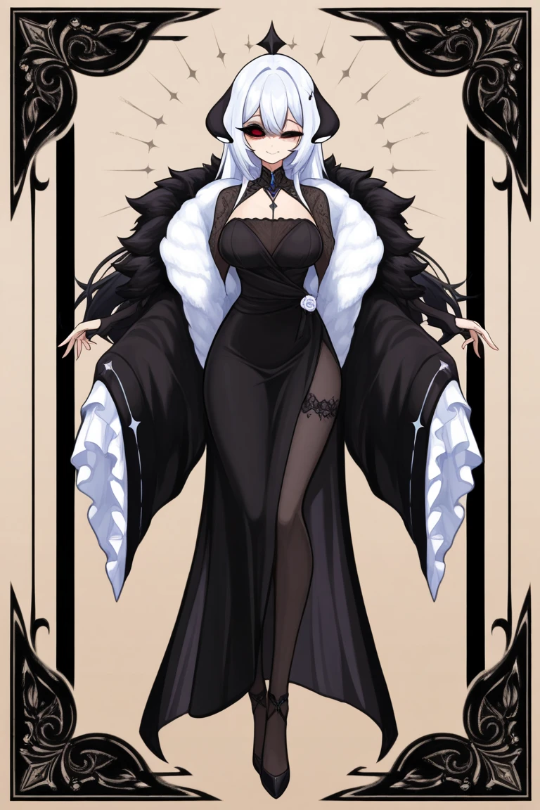 score_9, score_8_up, source_アニメ,blunt bangs,ponytail,Yellow Eyes,Gray Hair,very Big Breasts,((1girl)),White background,areola,oiled skin,sharp eye,,shiny skin,white background,Erect nipples,High heels,shiny skin,Estrus,empty eye,corset,gloves,front view,corset,Gothic,Expressionless,slingshot swimsuit,mini skirt