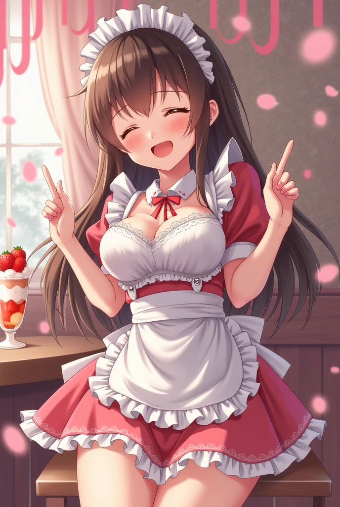 (brown hair:1.4),(brown eyes:1.4),((Braided shorthair:1.3)),((With bangs)),((Valentine:1.4)),(blush),((gentle smile:1.2)),((A colorful and cute world with POP:1.3)),(Soft taste:1.6),((fashion//red and white bunny girl costume、Glossiness:1.25)),(cute pose:1.3),(I like you so much♡:1.6),((slouch:1.3)),((tits:1.1)),(close up of face:1.2)
