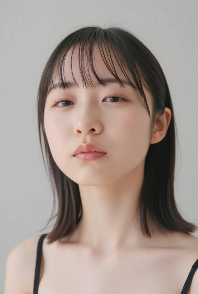 there is a woman with long black hair posing for a picture, young lady'The face of, a young asian woman, young cute wan asian face, asian face, detailed face of a asian girl, korean symmetrical face, woman's face looking off camera, asian women, young asian woman, ethnicity : jp, korean face features, chiho, soft eyes and narrow chin