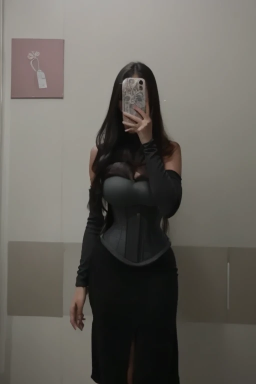 arafed woman taking a selfie in a mirror with a cell phone, with pale skin, she looks like a mix of grimes, goth girl aesthetic, 1 7 - year - old goth girl, looks like a mix of grimes, goth aesthetic, pale goth beauty, looks a blend of grimes, very very very pale white skin, resembling a mix of grimes, Big tits, huge tits, no clothes, sexy, cute, wide hips, thick thighs, pear-shaped body, minimal clothes, thick, bbw, chubby stomach, thick nipples, nipple piercings, large areola, hard nipples, piercing through shirt, nipples hard through shirt, busty, major cleavage, naked, ripping through top, spilling over sides, bra too tight, giant , dominatrix, dominatrix clothes, revealing clothes, ass so fat you can see it from the front, extra wide hips, bursting out of tight clothes, grabbing ass, upper body