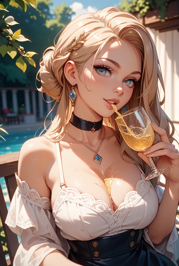 from the side,(Scenes,Fantasy Art,Highest image quality,Surreal主义肖像,(8k),Surreal,best quality,high quality,HD,High quality textures,High Detail,Beautiful and detailed,fine,Extremely detailed CG,Detailed texture,True representation of the face,On the table,present,Dynamic,bold),1 GIL,Ultra-delicate skin,curve,,Beautiful breasts,Huge Breasts,Pale skin,Pointed chest,stand erect,Ponytail,(Very thin hair),(Super soft hair),(Super straight hair),Sweep long bangs,very light copper amber hair,Hair covering one eye,Sportswear