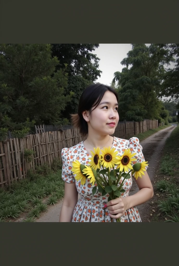A red dragonfly is perched on the fingers of a beautiful girl、Beautiful countryside sunset