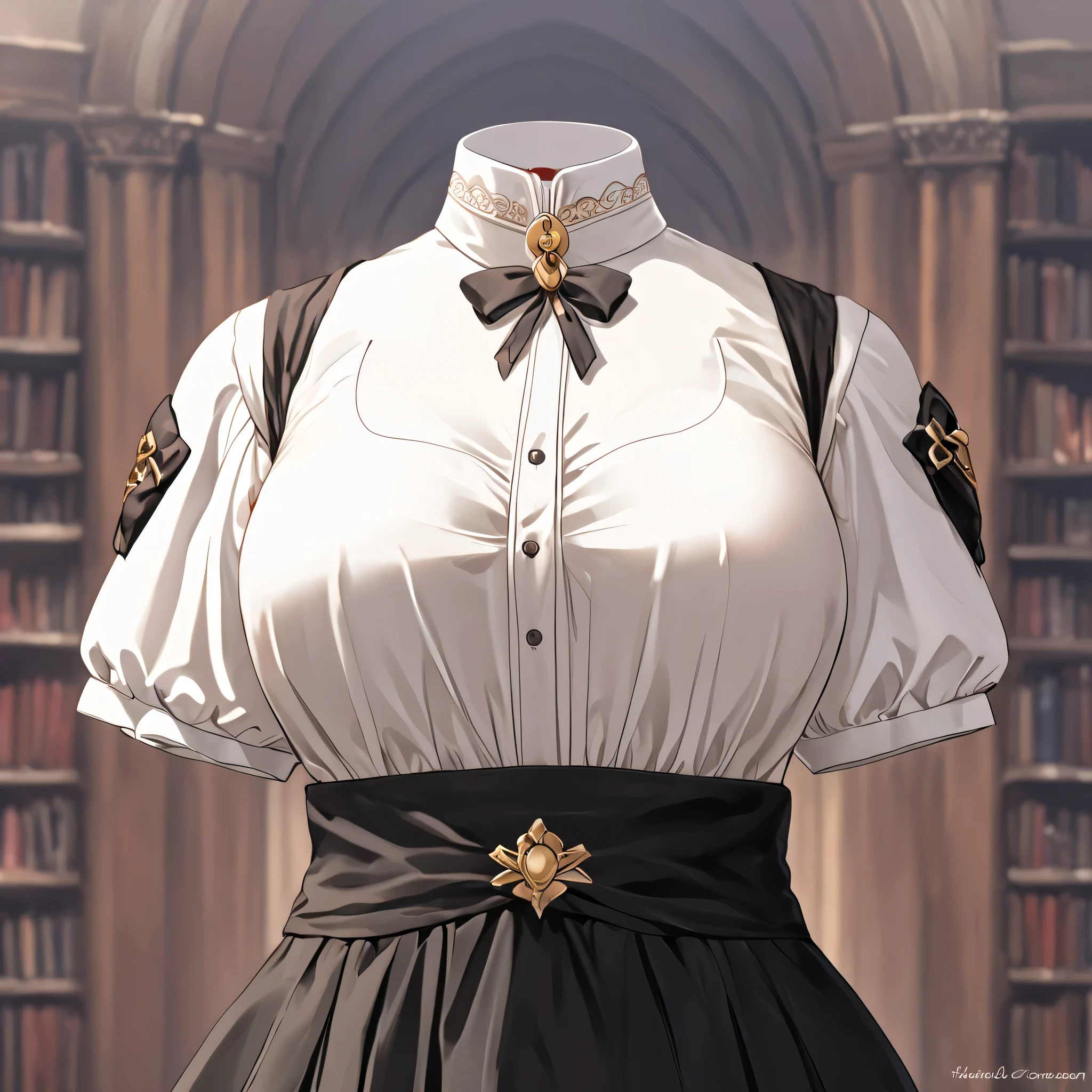 Hilda Valentine Goneril, white blouse, black skirt, Garreg Mach uniform, masterpiece, happy pose, in university, (invisible:1.5, no humans:1.5, headless:1.5, faceless:1.5), cute big huge breasts, detailed cloth texture, extremely details, close-up to breasts
