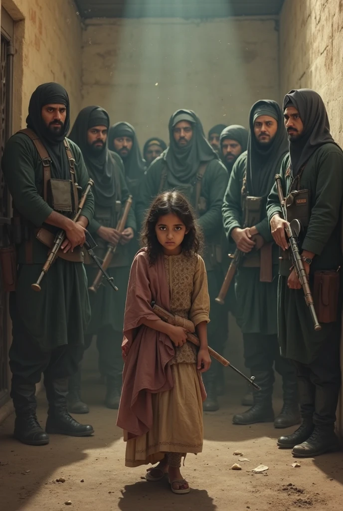 Show there that an Afghan girl is looking at them and is very upset that the Taliban do not send girls to school, but the Taliban themselves are happy and celebrating.