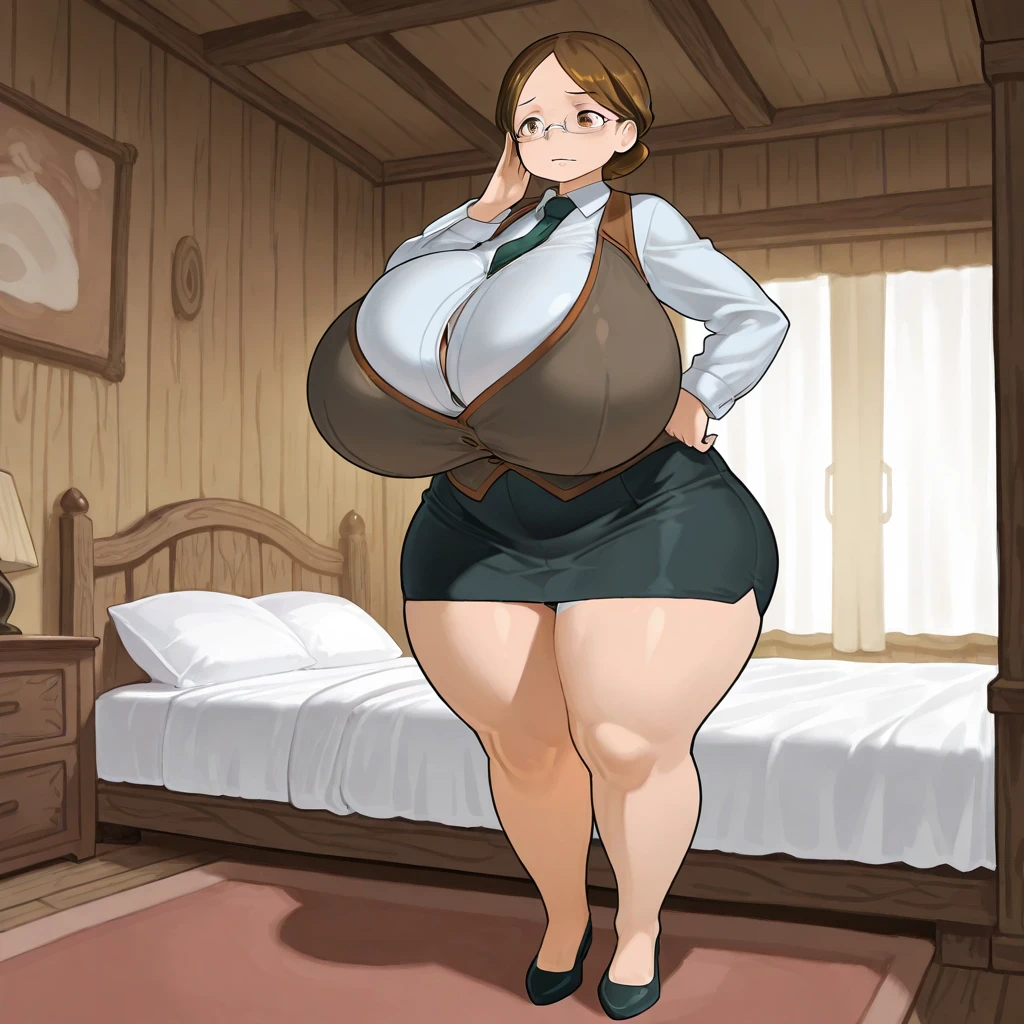 ((Giant saggy tits)),((caderas anchas)),((Chica blanca)),((Long brown hair with braids)),((brown eyes)),((thicc thights)),((gafas)),Thicc MILF,((Ropa de diosa japonesa)),((full body))