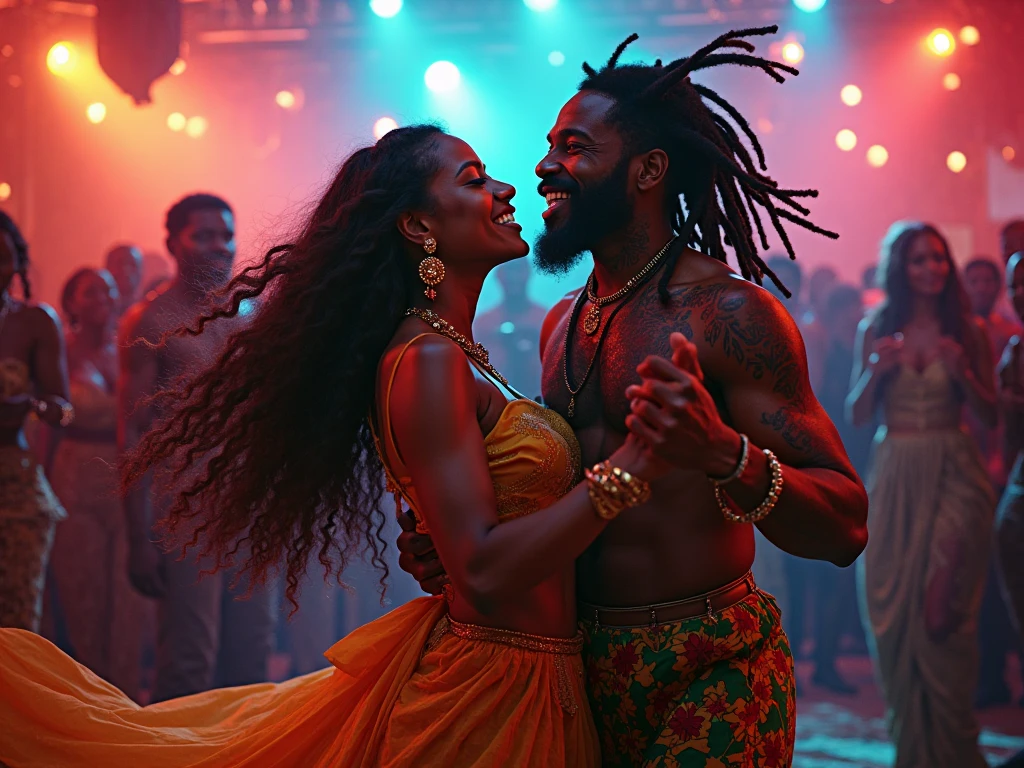 Rastafarian couple dancing together
