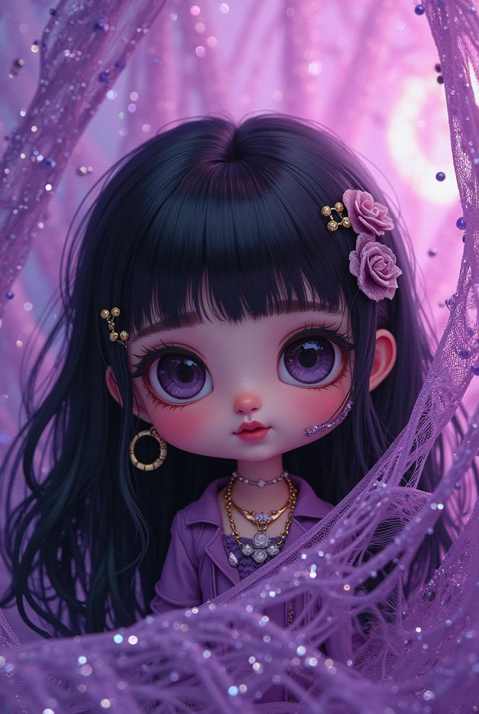 (chibi) (ultra-detailed,photorealistic:1.2), HDR, professional, vivid colors, bokeh, 3D rendering, sexy chibi girl, solo, purple hair, ahegao face, chibi, sensual, seductive pose, soft lighting, lace lingerie, high heels, boudoir photography, glamorous, confident expression, alluring gaze (chibi)