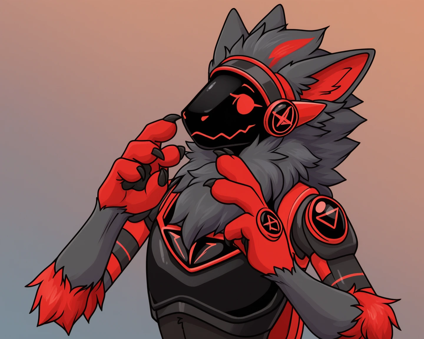 score_9, score_8_up, score_7_up, score_6_up, score_5_up, score_4_up, score_9, score_9, sfw, (solo), anthro, male, femboy, protogen, short skirt, high detailed fur, smug