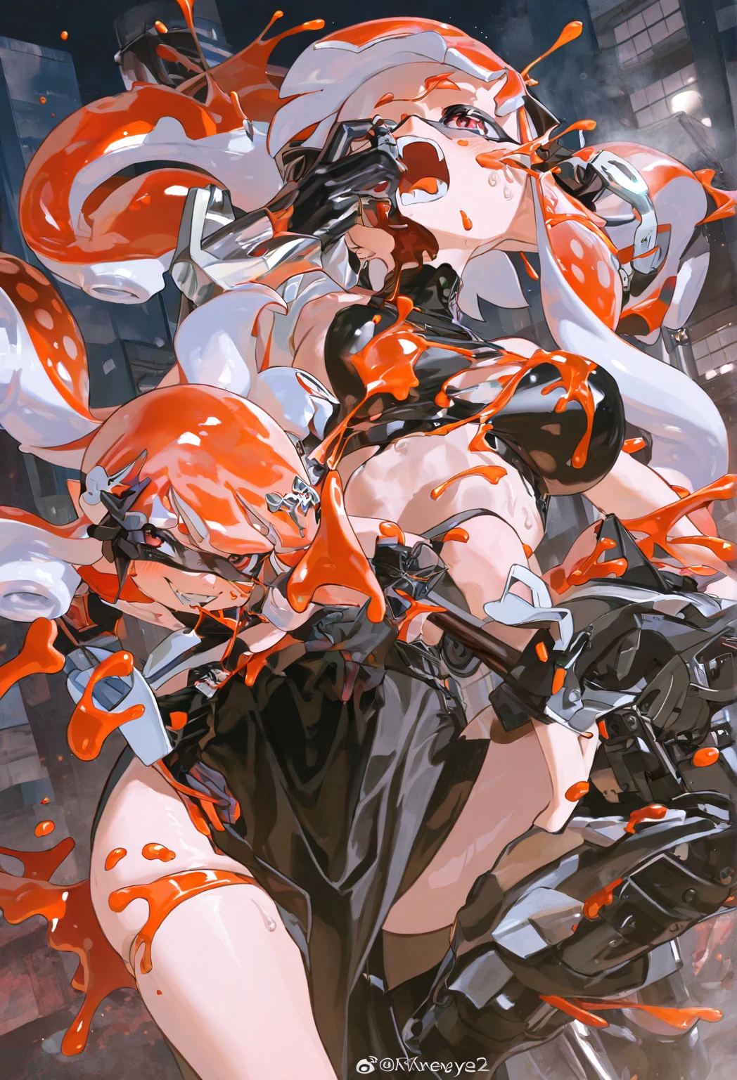 Anime girl lying on table, Beautiful anime girl kneeling with open legs, Biomechanical OPPAI, Sexy pudica pose gesture, seductive anime girls, with index finger, the anime girl is crouching, an oppai cyberpunk, hajime yatate, rogue anime girl ayanami rei, ryuko matoi, sexyposture, konachan,Exhale the mist,Stick out her tongue,Mermaid line,musculature,Ambiguous eyes,High-fork panties,Be red in the face,huge tit,over knee socks,open open mouth,Stick out her tongue, dropping saliva,White popsicles,Melted popsicles,Hair tied up,Long tongue,Single horsetail,The melted popsicle falls on the chest,Excitation,Rub your chest with your right hand,Plenty of liquid,White liquid,Floating popsicles,Suck on popsicles,looking at viewert,love heart,Throw a wink,Lick gently,Camel toes,Half-off coat,Oral sex,Popsicles in his mouth,Semi-closed Eyes,Abs,musculature,Sunburn,Brown skin,Popsicle pointed to panties,Put popsicles in it,Hold your butt with your left hand,Thick and long popsicles,Openwork panties,Top crotch,Fork the legs,without wearing shoes,Mesh socks,Excretion of breast milk,yogurt,Yogurt comes out of the mouth,Yogurt flows from the inside,A small amount of belly yogurt,Lower breast,Excrete yogurt,Get wet,leg loops,Yogurt flows from the butt,Jet yogurt,The halo,Lunette de soleil,black long boots,Deep orange glowing eyes,coda,breast press,Popsicles rub panties,Show your ass