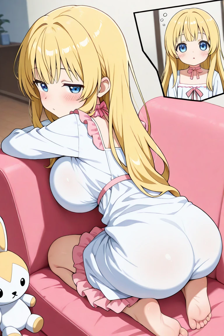 score_9, score_8_up, score_7_up, source_anime, rating_explicit, rating_safe, rating questionable, anime coloring, (anime cels style, high resolution, photorealistic), (super fine illustration:1.3), (best quality:1.2), (masterpiece:1.2), top-quality, delicate features, delicate skin, realism, beautiful lighting, 1girl, perfect face, perfect eyes, detailed hair, outfit perfect, beautiful breasts, perfect body, perfect anatomy, perfect chest, perfect hips, perfect legs and feet, perfect hands, perfect fingers, ((small breasts)), (small nipple:1.1), beautiful thigh, beautiful legs, curvy body, Attractive body, Voluptuous body, Attractive legs, ultra detailed eyes, Erotic, Pupils, sexy pose, dynamic pose, dynamic background, (shiny skin:1.2), ultra detailed clothing, pretty, cute, ((oily skin:1.3)), (Super oily and shiny skin with fine texture:1.1), beautiful oil-covered thighs, blush, aroused, (light smile:1.4), open mouth, (orgasm), afterglow, (small labia majora:1.2), (small beautiful areola:1.3), (beautiful nipples:1.2), (perfect proportions), (sweat-soaked body), ((clothed)), (covered breasts:1.5), body is wet, shiny clothes, shiny body, BREAK, ((indoors hotelroom)), bed, sensual look, 1 cute girl, (close to viewer), cowboy shot, intricate, (grabbing anothers leg), (1boy), penis, hetero, sweat, penis, pussy, solo focus, spread legs, legs up, cum, sex, vaginal, cum in pussy, lying on, on side, bouncing breasts, motion lines, motion blur, cameltoe, navel focus, blowing in the wind, flutter, kyoto style, (from beside), dutch angle, more detail XL, absurdres, (skirt lift), panty shot, ((risBase, blonde hair, blue eyes, hair bow, pink bow, short hair, parted bangs, yellow dress, frills, white puffy sleeves, short sleeves, layered dress, lace white socks, orange footwear, zPDXL)), (motion sex), fine anime screencap, fine anime screencap, official art, official style, megami magazine,