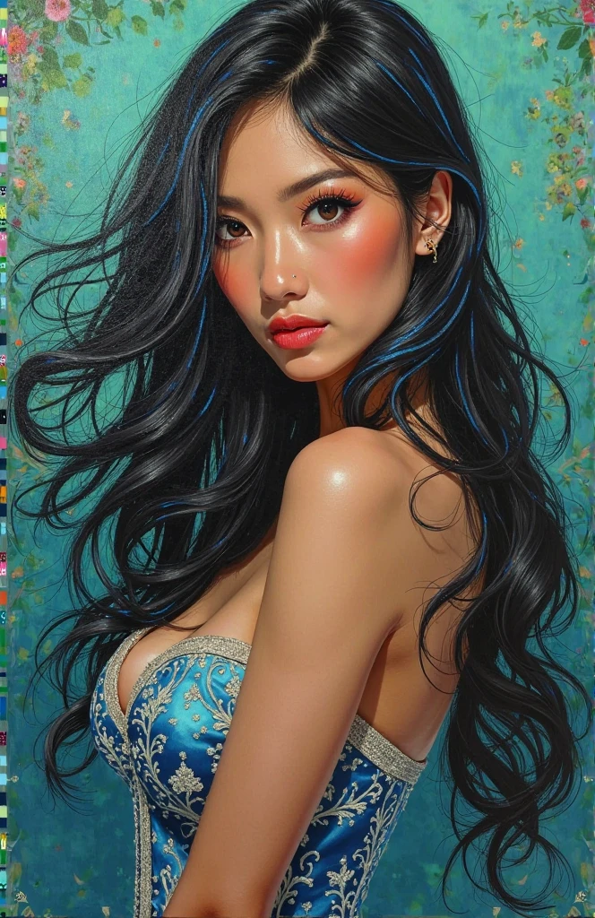 (masterpiece、top-quality、top-quality、Official art、Beautifully Aesthetic:1.2)、(1girl in:1.3)、ighly detailed、(Fractal Art:1.2)、colourfull、highestdetailed、(Zentangle:1.2)、(Dynamic Pause) 、(Abstract background:1.5)、(Nice dress:1.2)、(shinny skin)、(Many colors:1.4)、full bodyesbian 、shorth hair