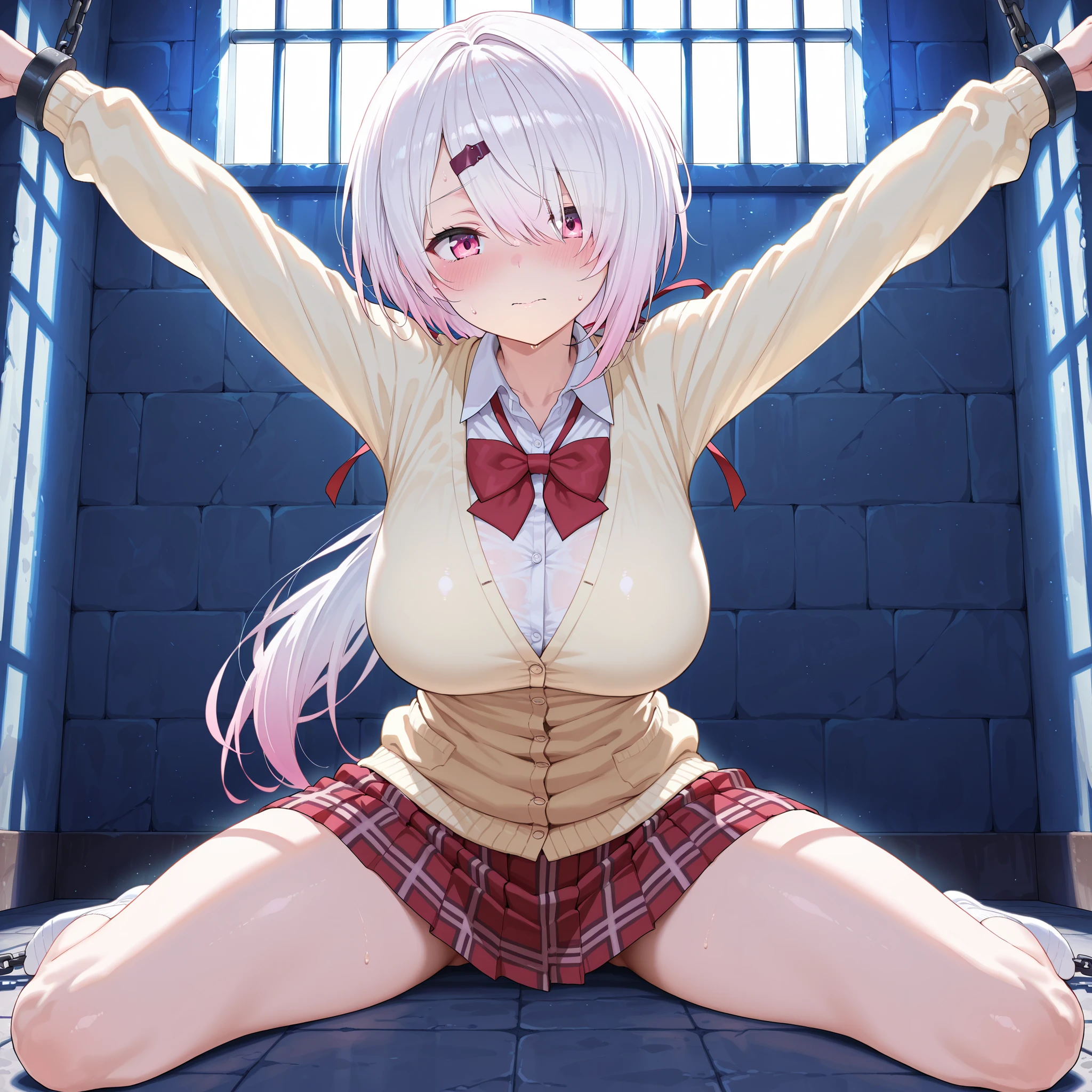 ((((Best Quality, 8K, 32K, masterpiece, 1.2)))),{{solo}},((nsfw:1.5)),{{{Character reference: Nikke's Privaty:1.5}}},((perfect beautiful face:1.2)), slender body, ,(tied to chair:1.3),bondund, bound arms, bound legs,bound ass, bound sts,bound ass, breast boge, b, crotc red ropeained, rope, shibari, shibari over clothes, skinde, thigh s
