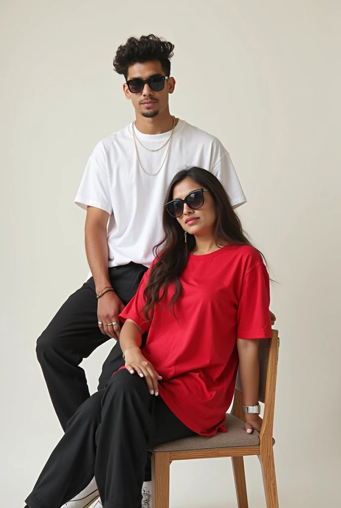 A couple sitting on the beautiful boat. Boyfriend proposed her girlfriend with red rose. Boy wearing T-shirt written his name Akash and girl wearing a T-shirt written her name Prashanthni 3d cartoon. face