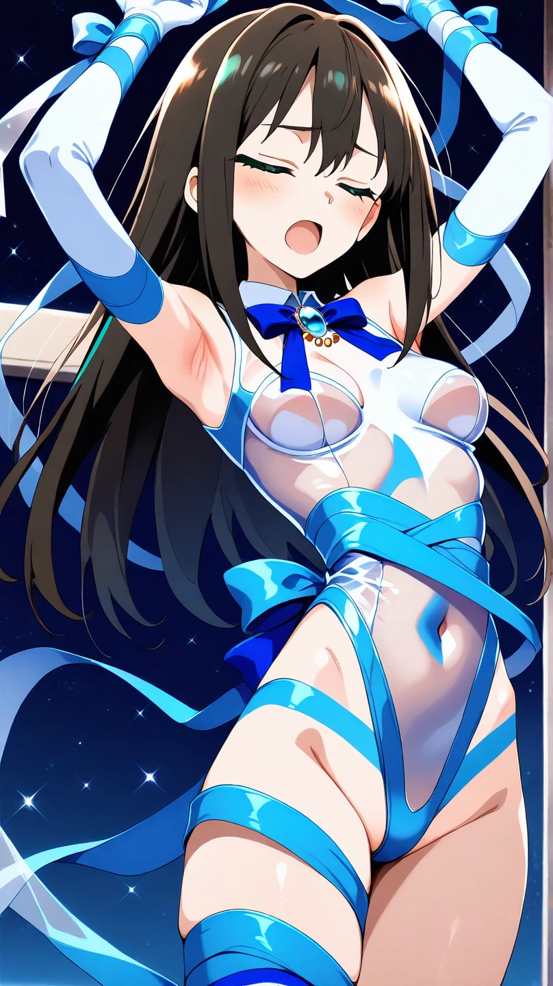 {{{{amazing quality, great quality, high quality, very aesthetic, aesthetic, best quality}}}},
realistic, photo, shadow, Three-dimensional, absurdres, Digital art,
{{{{Magical girl}}}}, beautiful girl, one girl,
black hair, long straight hair, hair, trimmed hair, shiny hair, blunt bangs, short sideburns,
brown eyes, tareme,
{{flat chest}}, {{small breasts}}, {{detailed body}}, slim thighs, thin thighs,
white cloak, cloak over naked, {{A girl hides her nakedness with a cloak}}
{{both shoulders expose}}, {{covered navel}},
{{magic circle}},