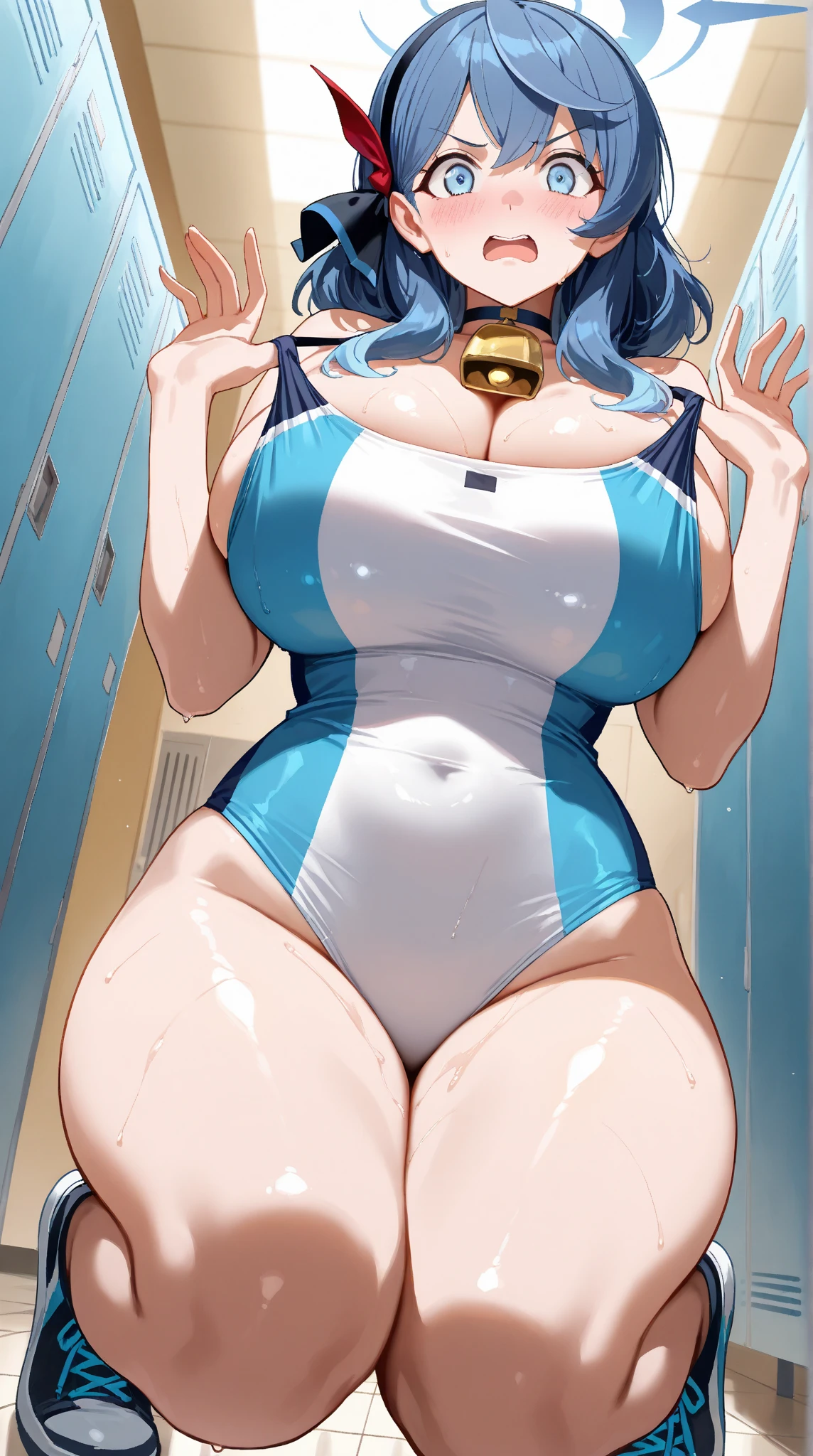 Cute girl, One girl, 16 years old, (One:1.2), //, Big breasts, (Big breasts:1.8), Standing, Full body, ((Super-thin string swimsuit))
