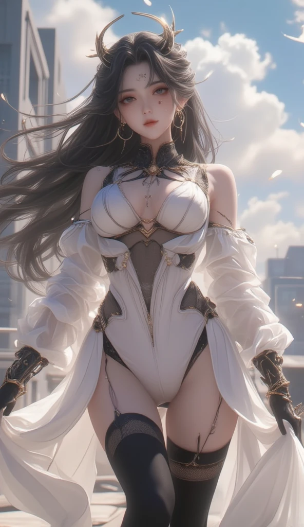 (8K, Raw photo, Best Quality, masuter piece:1.2), sharp focus、Beautiful dancer wearing white and light blue bodysuit on head and feet、Tight bodysuit、translucent resin style、white and light blue abstraction、Bright smile、Beautiful face、A detailed face、perfectly proportioned chest、big breasts thin waist、navel、Crotch gap、thighs thighs thighs thighs、animated gif、Biomorphic sculpture、Airbrush Art、Sexy Dynamic Poses、Emphasize the beauty of curves、soft gesture、